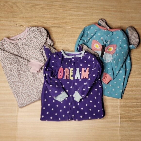 Carter's Toddler Girls Fleece Footie Pajamas 3 Piece Bundle - Picture 1 of 6